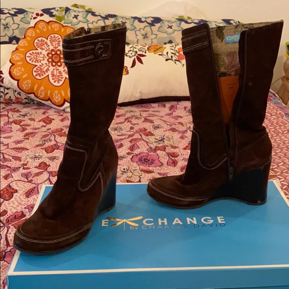 Charles David Exchange Brown Suede Winter Boots: